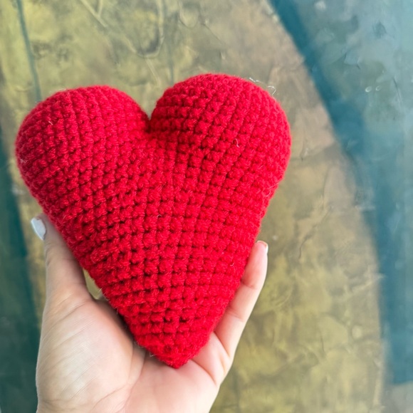 Handmade Crochet Heart Plush | Valentine’s Day Decor | Amigurumi Heart Gift - Picture 6 of 7